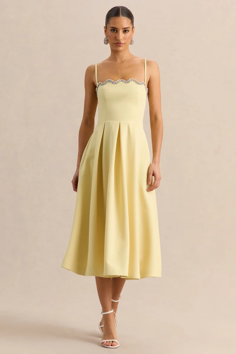 Evoria | Vestido Midi Limón de Escote Cuadrado Festoneado - Imagen 2