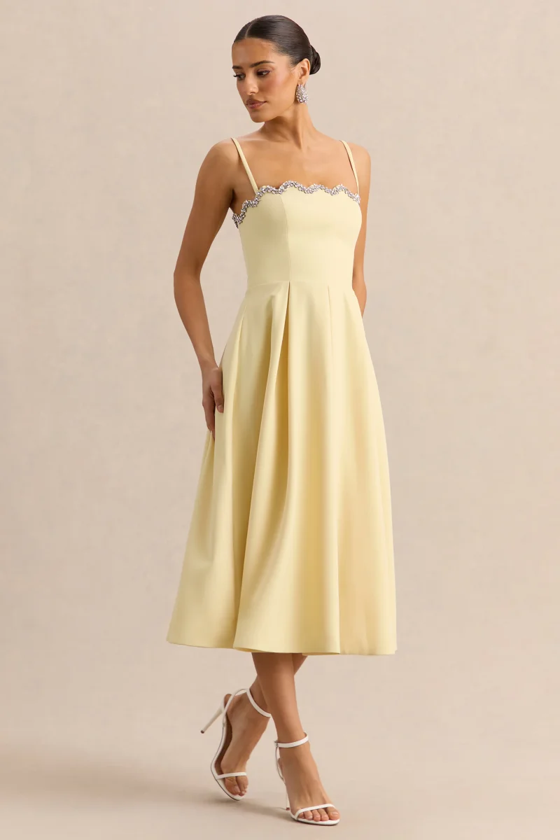 Evoria | Vestido Midi Limón de Escote Cuadrado Festoneado - Imagen 6