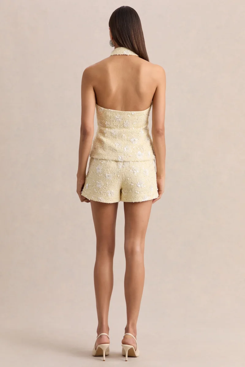 Blaise | Limón Shorts De Bouclé Adornado - Imagen 3