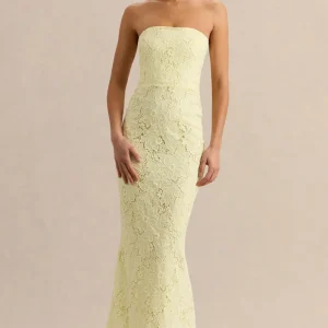 Suzie | Vestido Largo Limón de Encaje Bandeau