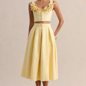 Joy | Falda Midi En Línea A Limón