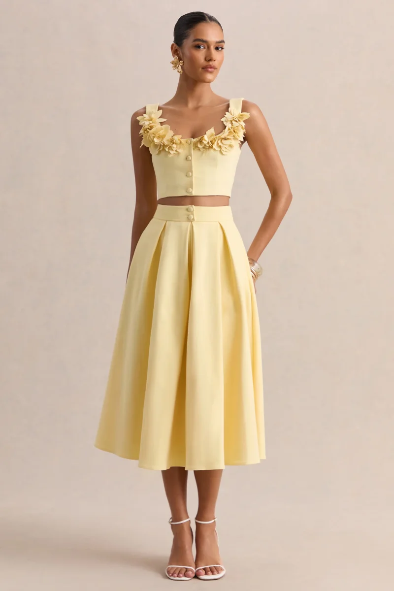 Joy | Falda Midi En Línea A Limón - Imagen 2