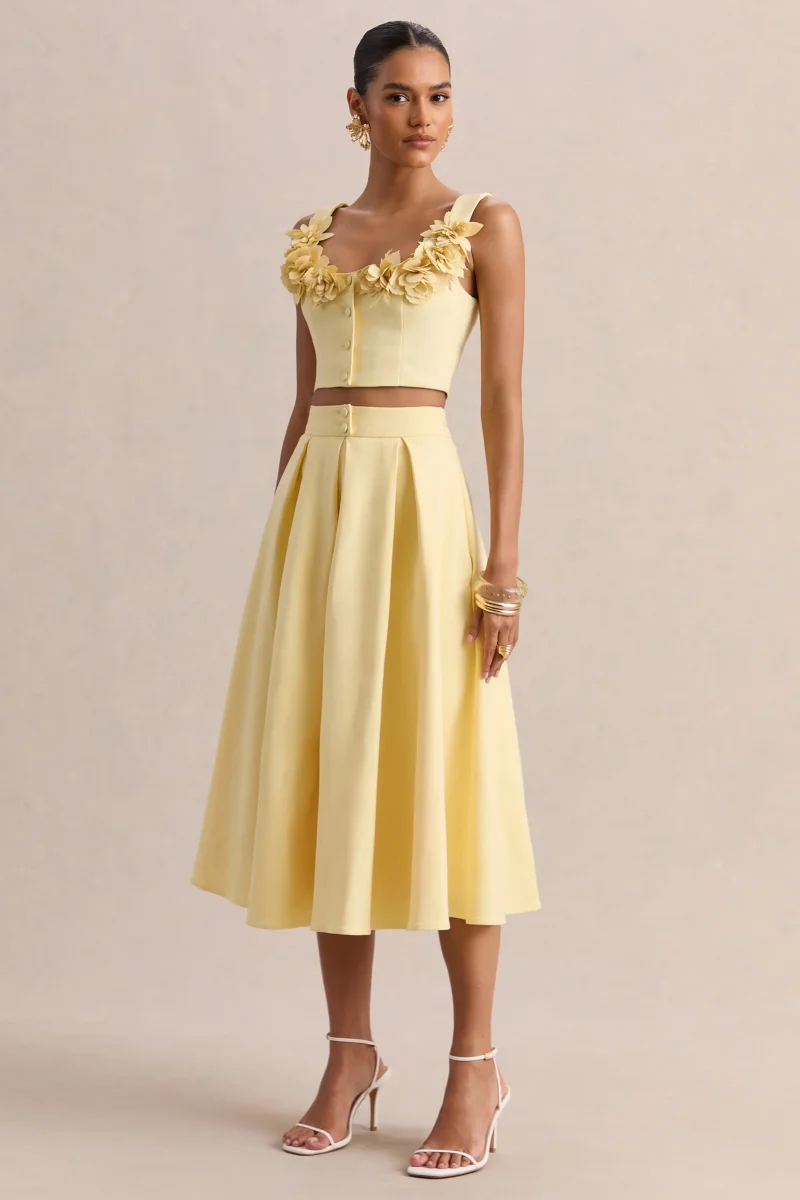 Joy | Falda Midi En Línea A Limón - Imagen 6