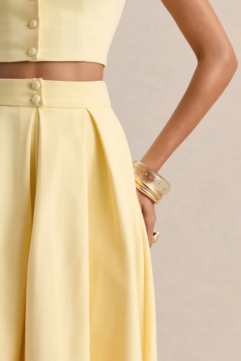 Joy | Falda Midi En Línea A Limón - Imagen 7