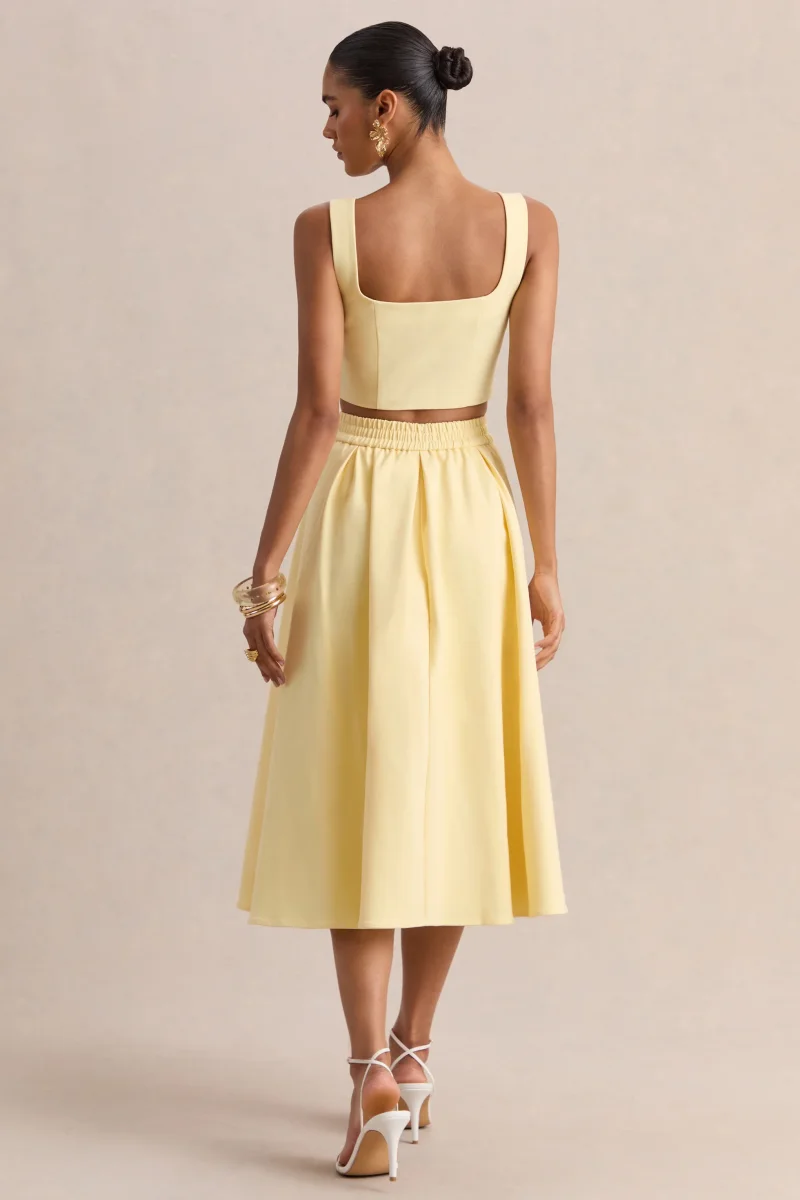 Joy | Falda Midi En Línea A Limón - Imagen 3