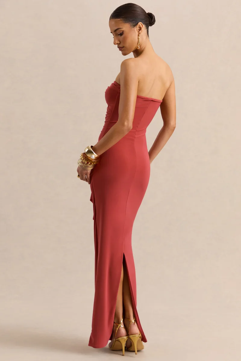Chloe | Vestido Largo Óxido Bandeau Con Detalle De Volantes - Imagen 3