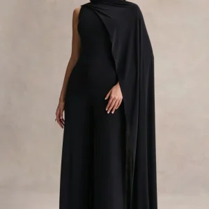 Seema | Mono negro de cuello alto con capa