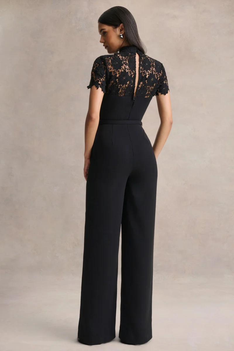 Orlina | Mono negro de cuello alto con detalles de encaje - Imagen 3