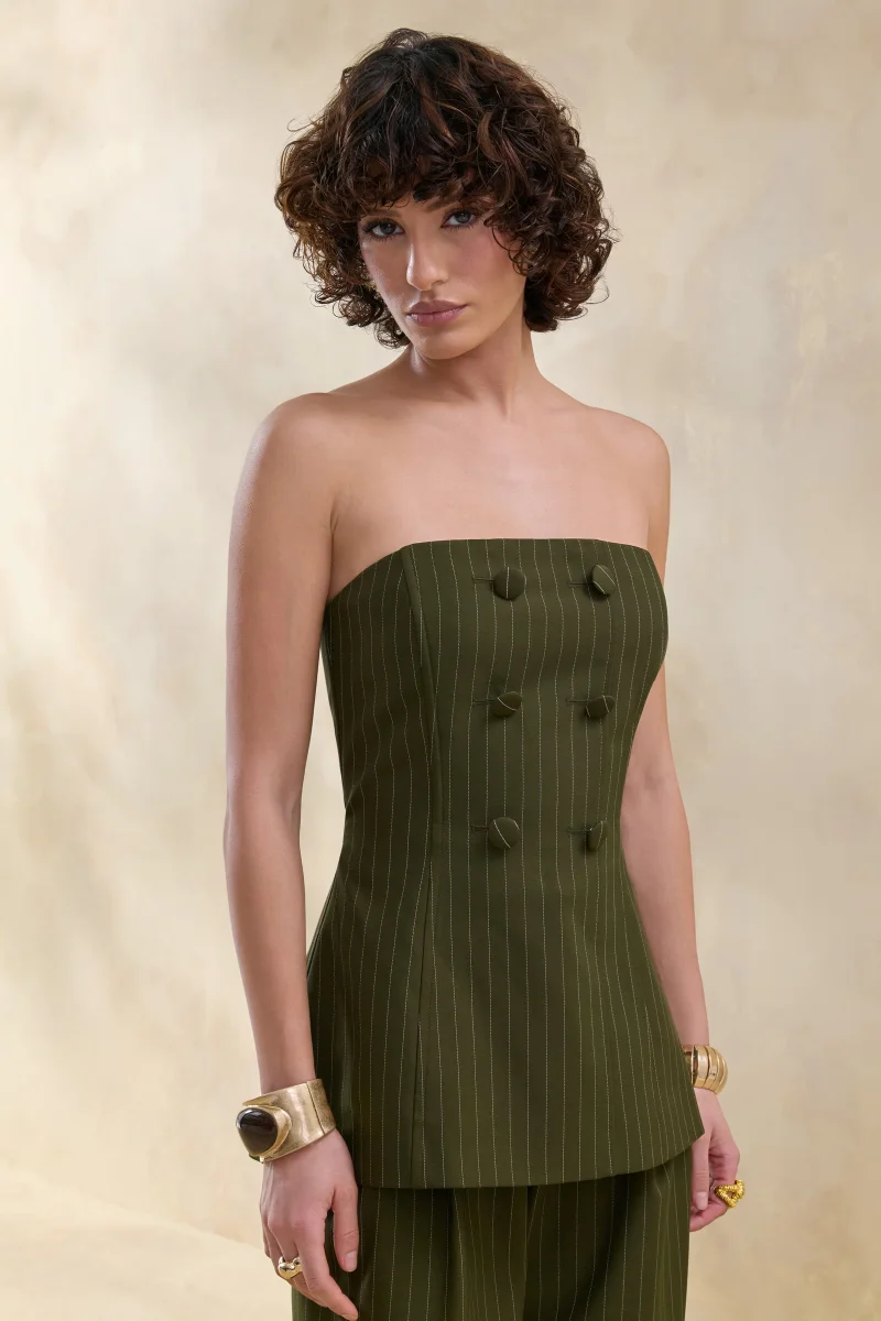 Fable | Top verde a rayas, estilo bandeau y entallado - Imagen 5