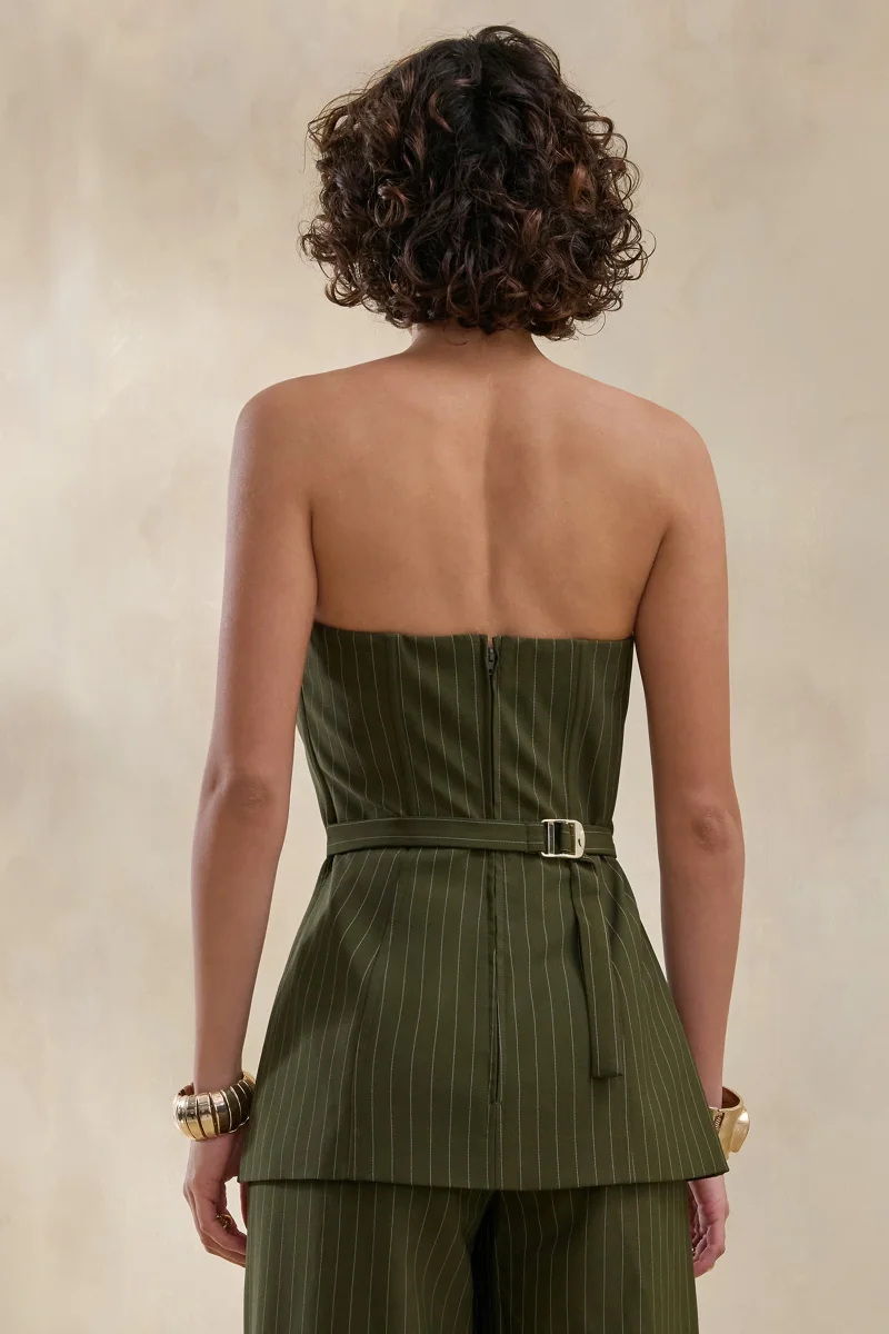 Fable | Top verde a rayas, estilo bandeau y entallado - Imagen 3