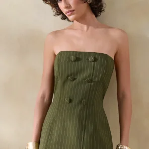 Fable | Top verde a rayas, estilo bandeau y entallado