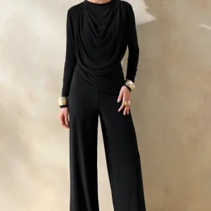 Safirra | Negro Pantalones Pernera Ancha
