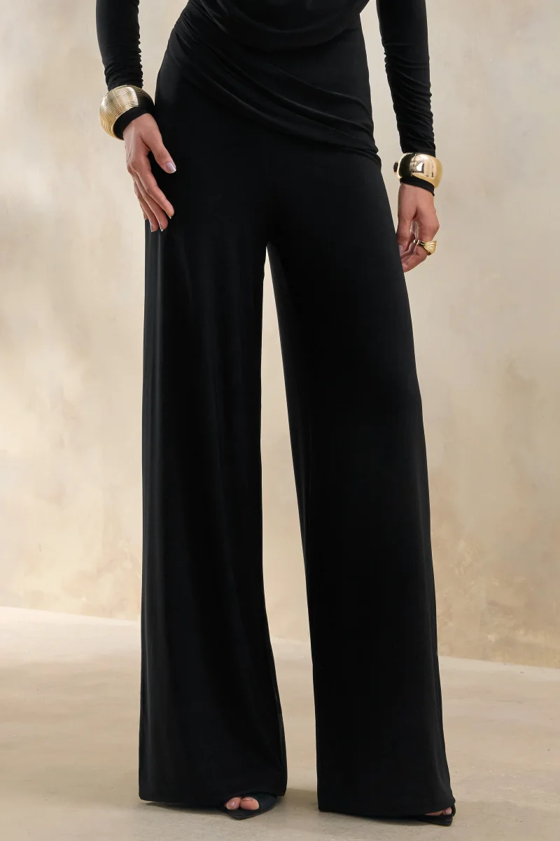 Safirra | Negro Pantalones Pernera Ancha - Imagen 4