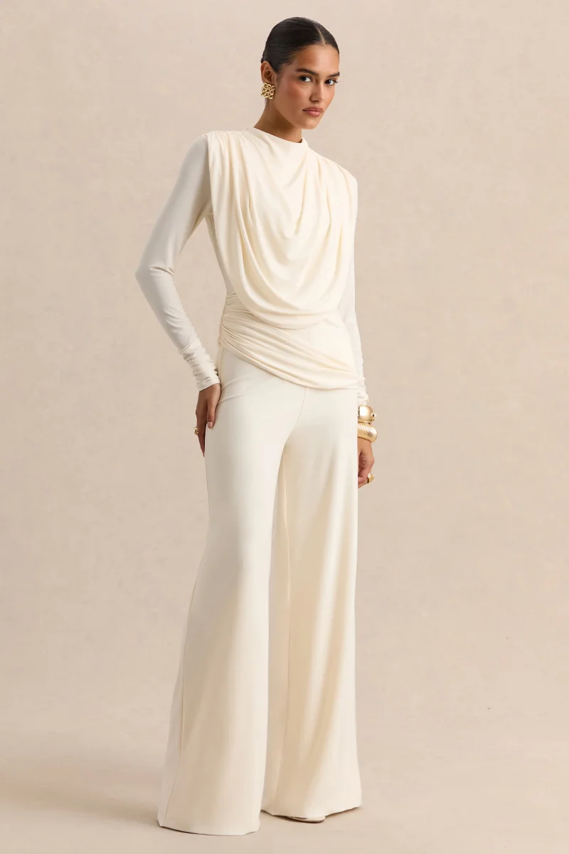 Safirra | Blanco Pierna Ancha Pantalón - Imagen 3