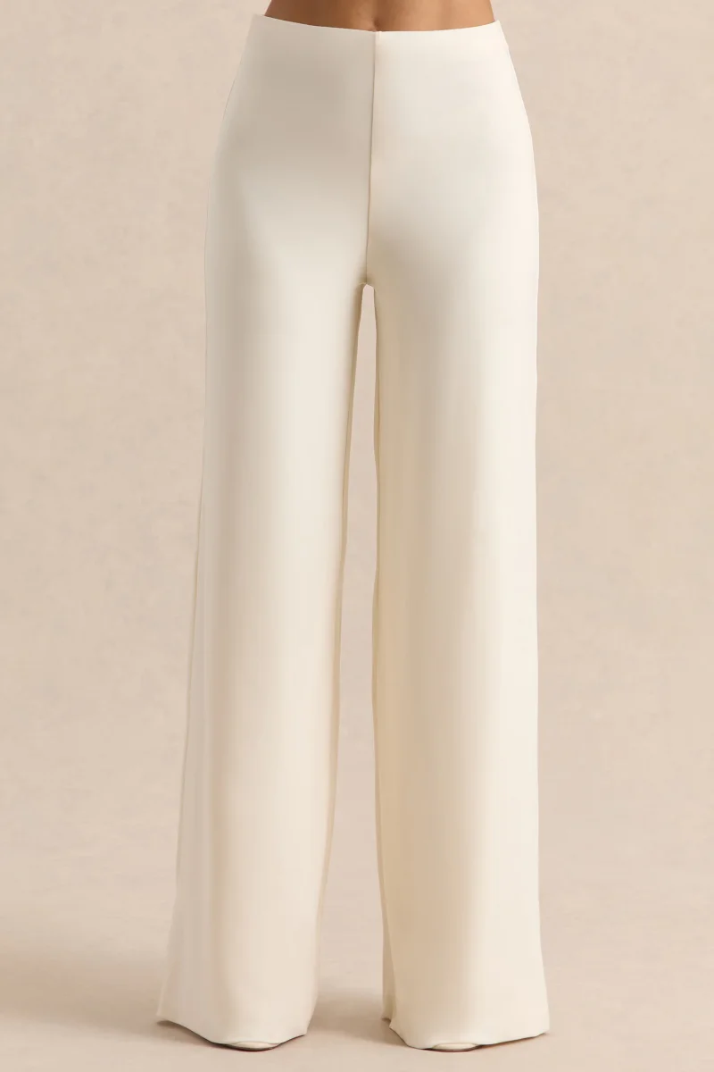 Safirra | Blanco Pierna Ancha Pantalón - Imagen 6