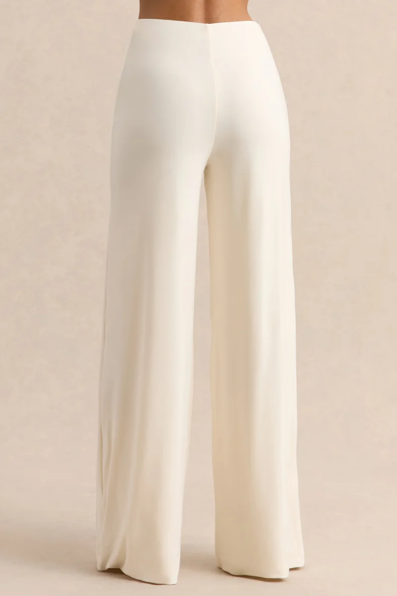 Safirra | Blanco Pierna Ancha Pantalón - Imagen 5