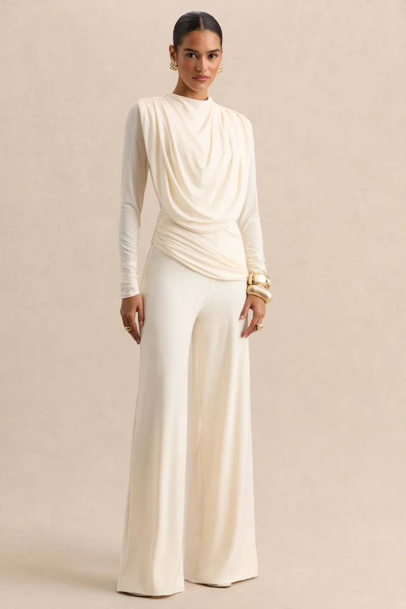Safirra | Blanco Pierna Ancha Pantalón - Imagen 8