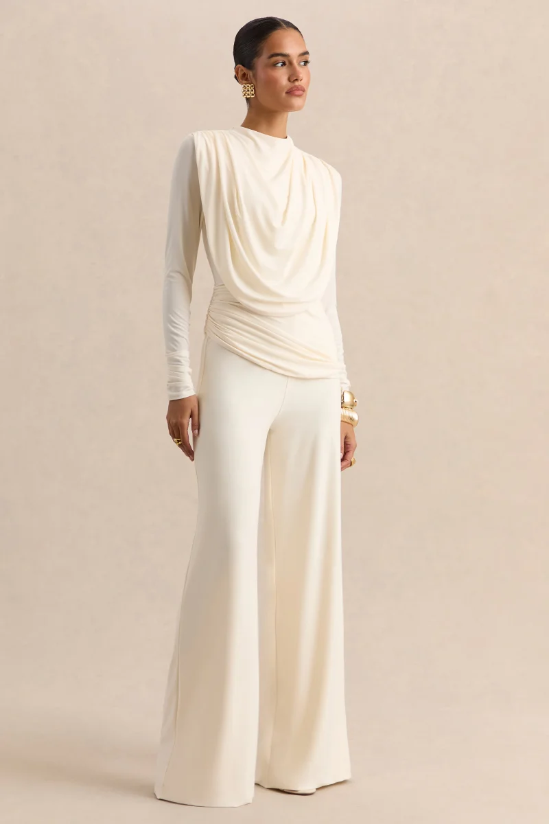 Safirra | Blanco Pierna Ancha Pantalón - Imagen 7
