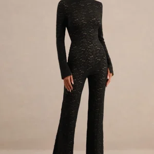 Temptelle | Mono Negro De Encaje Con Cuello Alto