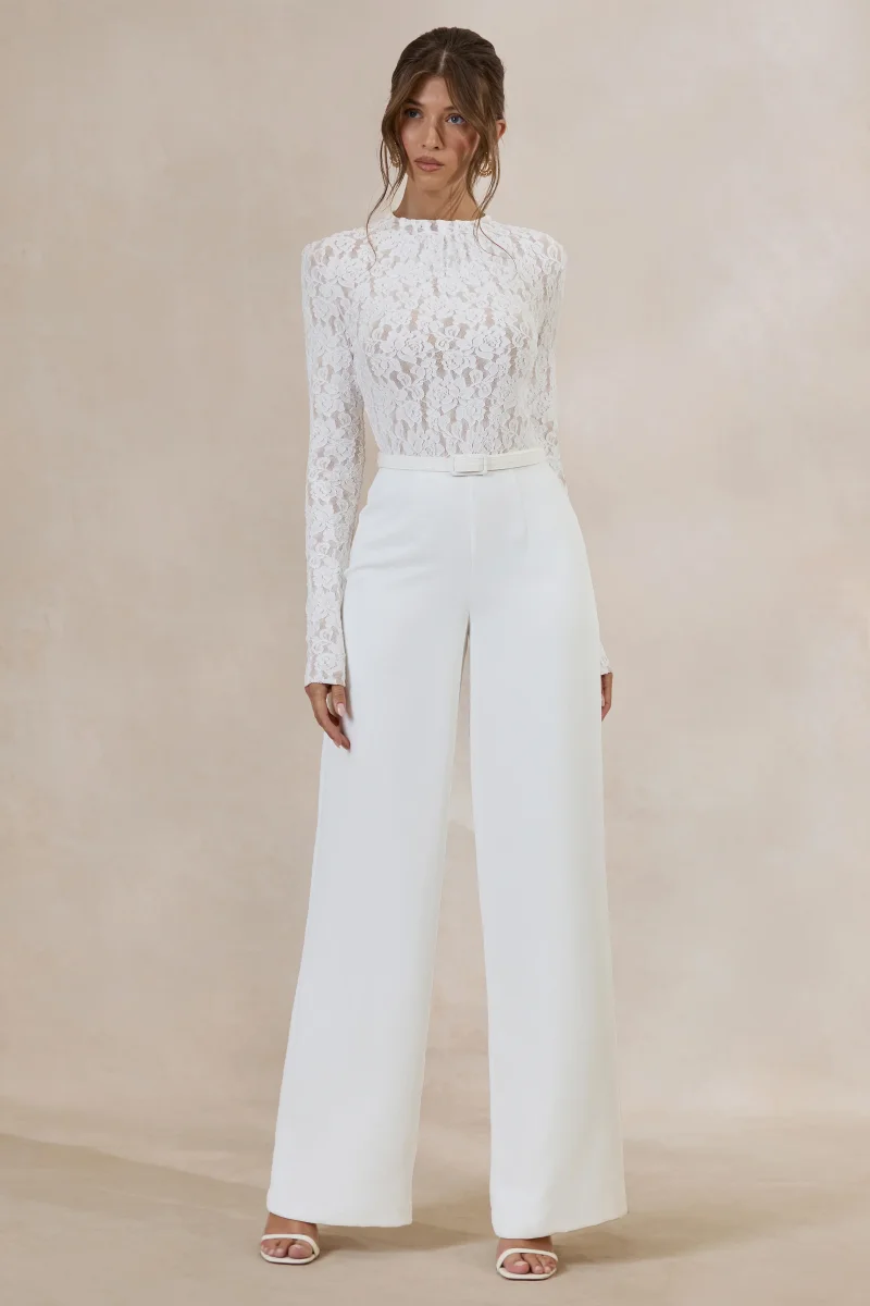 Romancea | Mono Blanco de Encaje con Cuello Alto - Imagen 5
