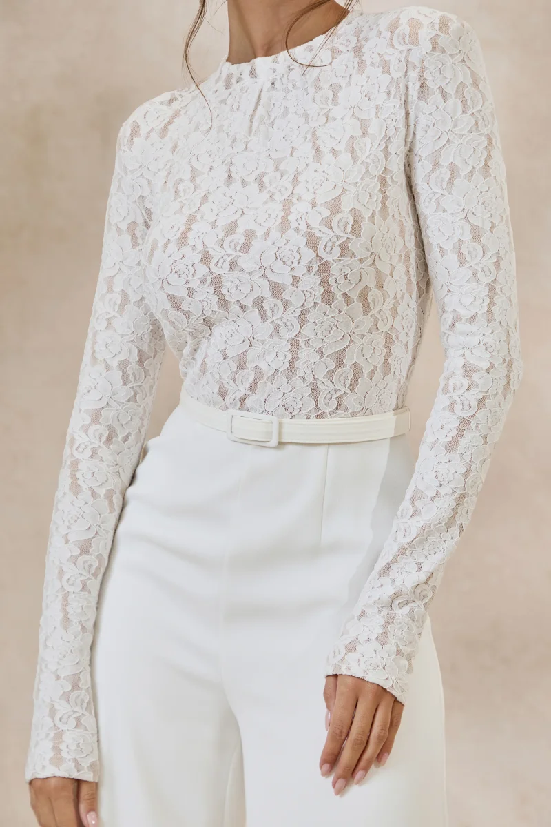Romancea | Mono Blanco de Encaje con Cuello Alto - Imagen 7
