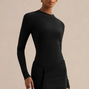 Lorvia | Body Negro De Cuello Alto Con Manga Larga