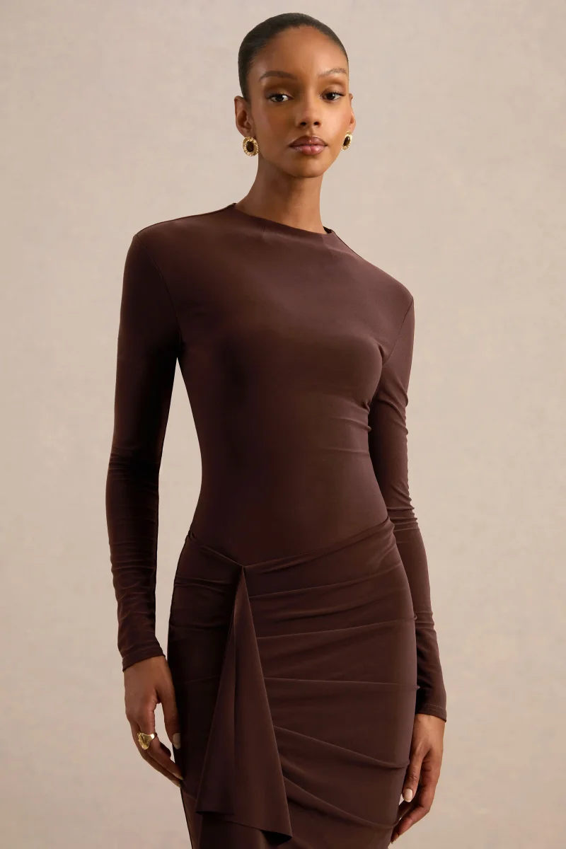 Lorvia | Body Marrón Con Cuello Alto Y Manga Larga - Imagen 7