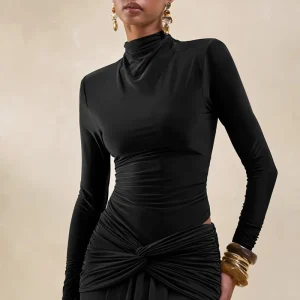 Lyanna | Body Tanga Negro Con Cuello Alto