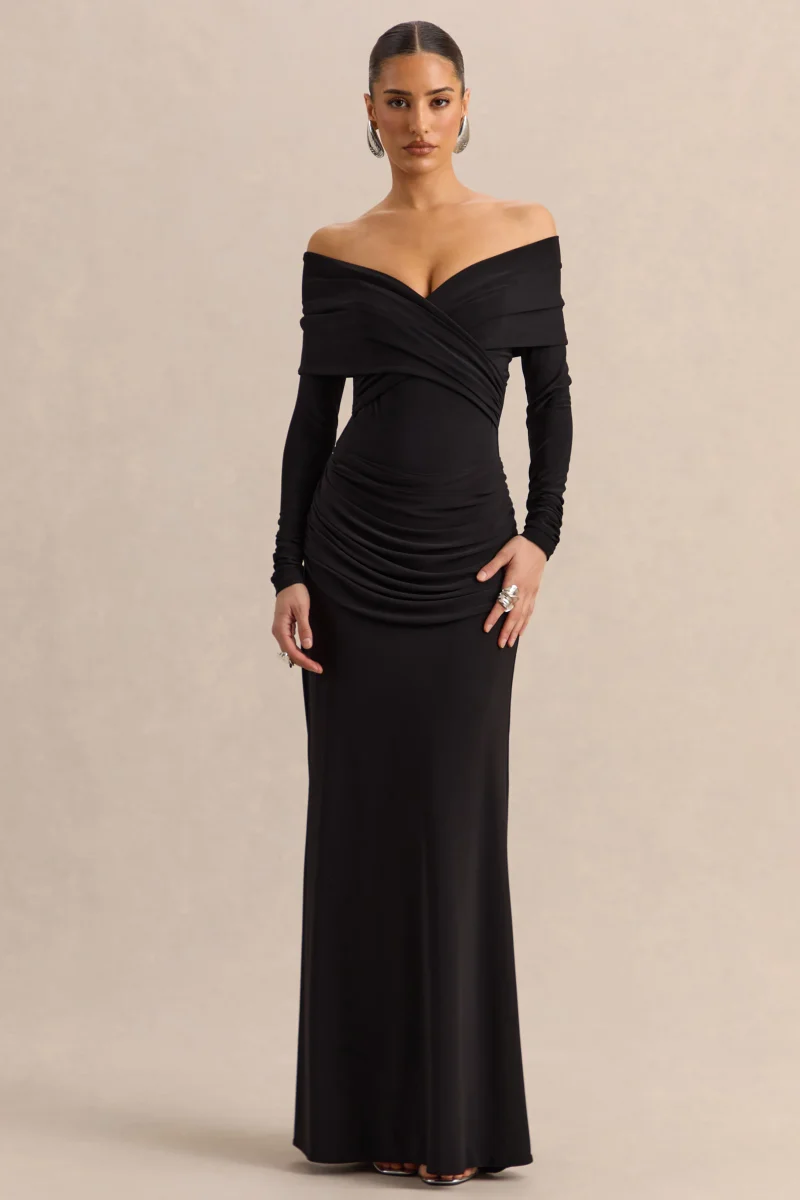 Kaelis | Body Negro Con Escote Bardot Y Mangas Largas - Imagen 4