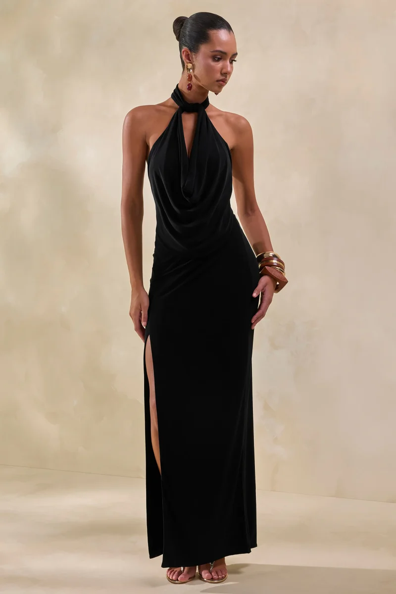 Arina | Falda Larga Negro con Abertura - Imagen 3
