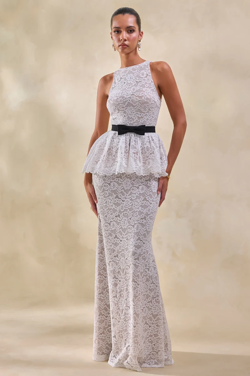 Lunisse | Falda Larga Blanca De Encaje