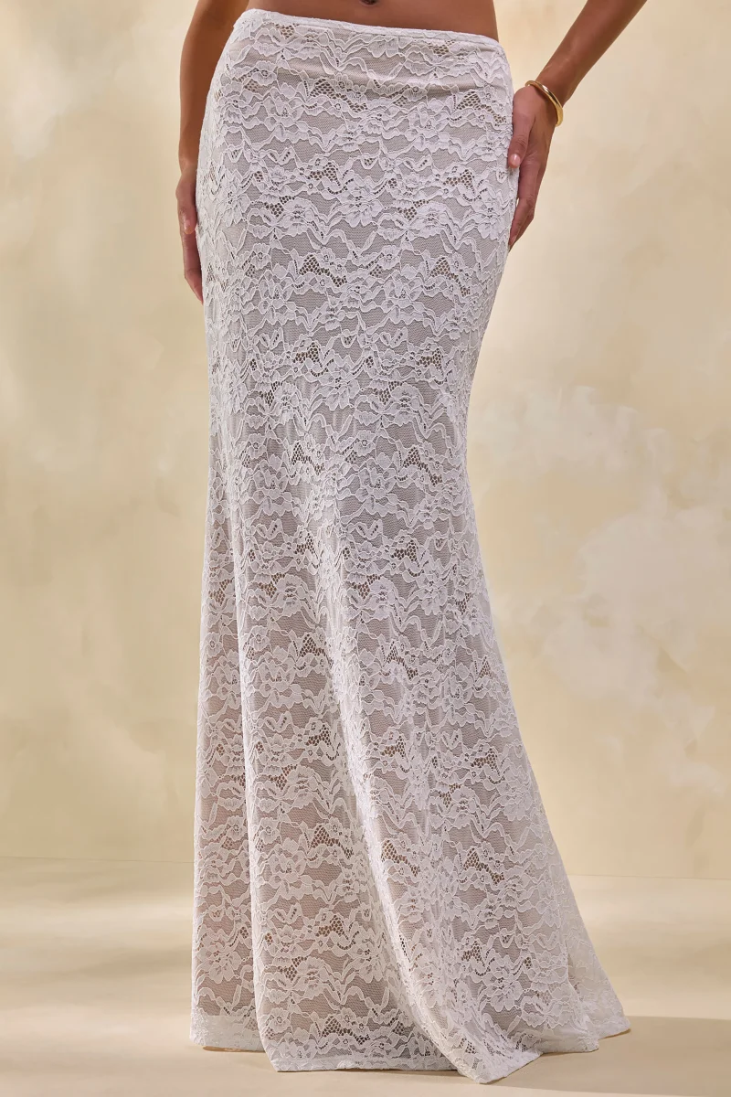 Lunisse | Falda Larga Blanca De Encaje - Imagen 3