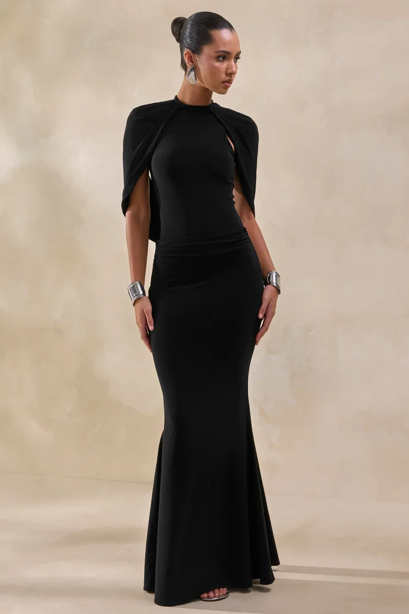 Evonne | Body Negro Con Cuello Redondo Y Mangas Capa - Imagen 3