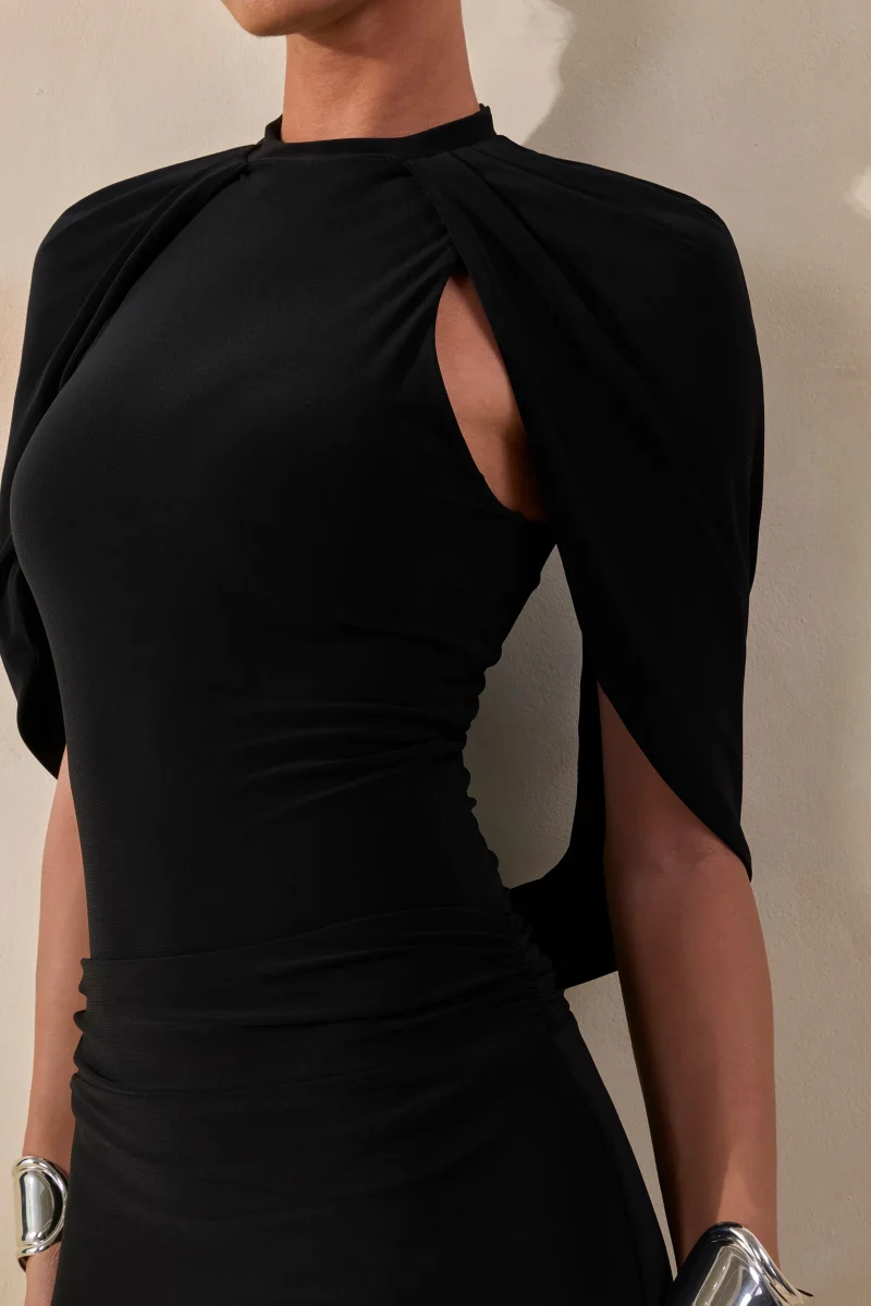 Evonne | Body Negro Con Cuello Redondo Y Mangas Capa - Imagen 7