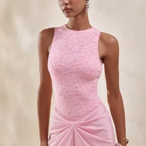 Serale | Body Rosa De Encaje Con Escote Halter