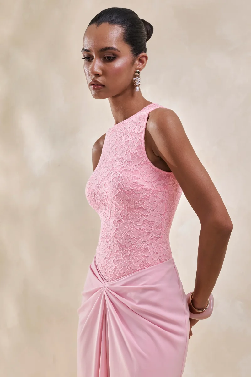 Serale | Body Rosa De Encaje Con Escote Halter - Imagen 4