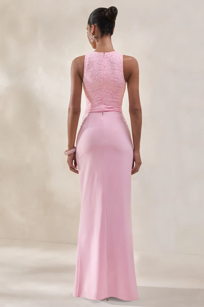 Serale | Body Rosa De Encaje Con Escote Halter - Imagen 3