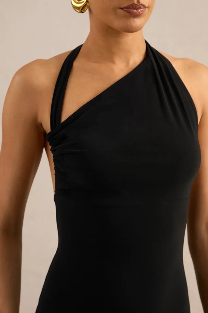 Delisse | Vestido Largo Negro Con Escote Asimétrico - Imagen 7