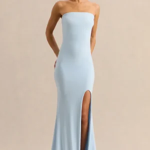 Melva | Vestido Largo Azul Celeste Bandeau