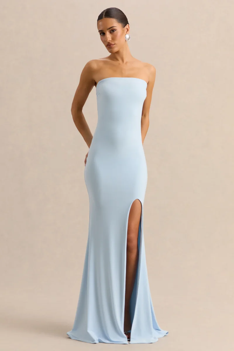 Melva | Vestido Largo Azul Celeste Bandeau - Imagen 2