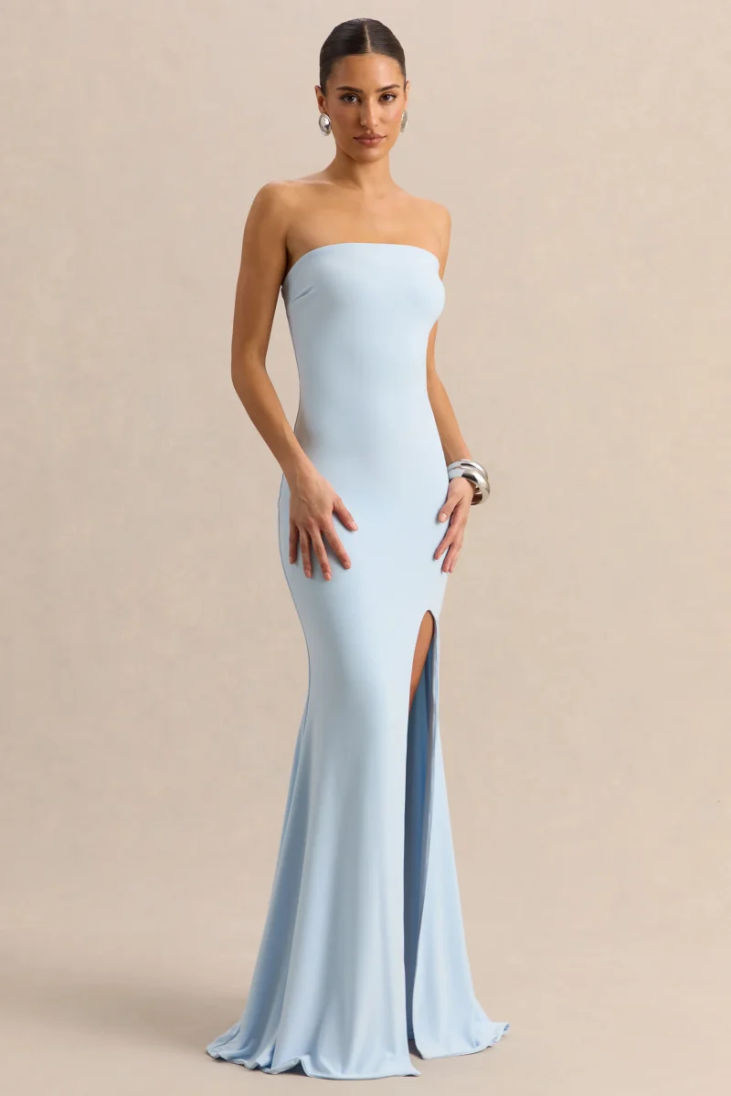 Melva | Vestido Largo Azul Celeste Bandeau - Imagen 5