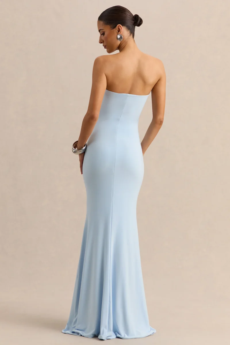 Melva | Vestido Largo Azul Celeste Bandeau - Imagen 3