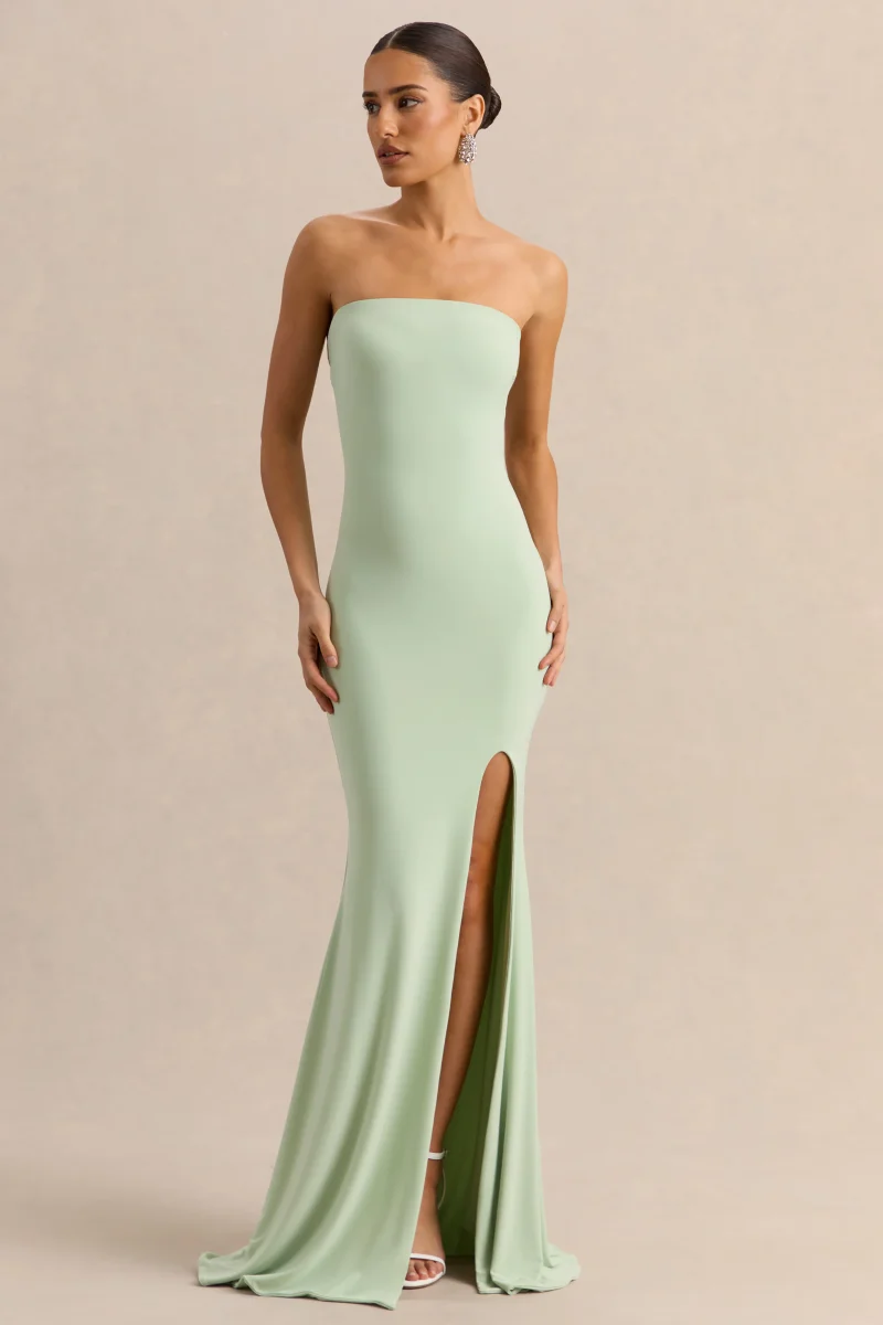 Melva | Vestido Largo Menta Bandeau - Imagen 2