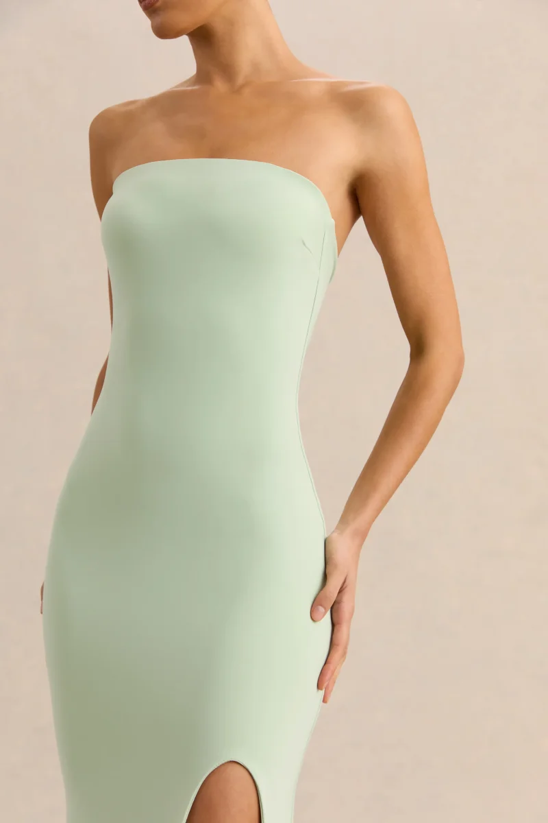 Melva | Vestido Largo Menta Bandeau - Imagen 6