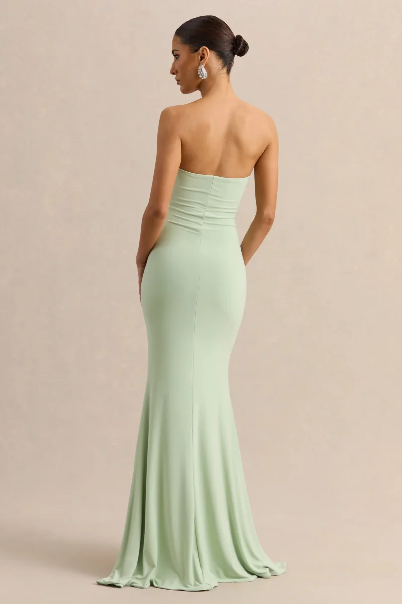 Melva | Vestido Largo Menta Bandeau - Imagen 3