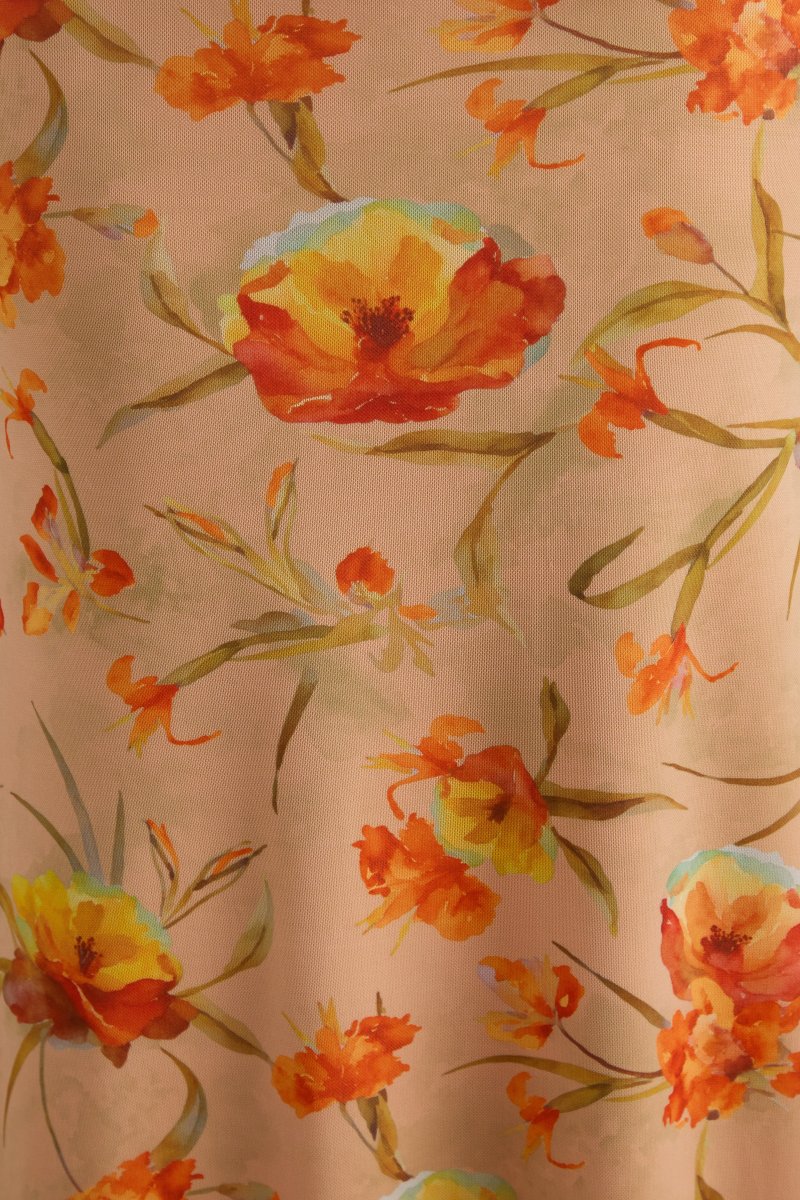 Flaviah | Falda Maxi Naranja Floral De Malla - Imagen 7