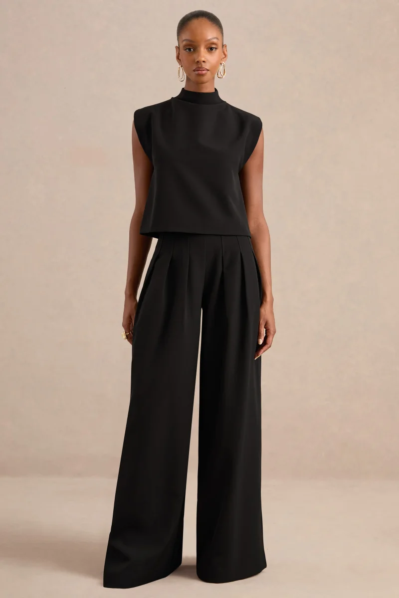 Lalia | Pantalones de pernera barril en negro - Imagen 5