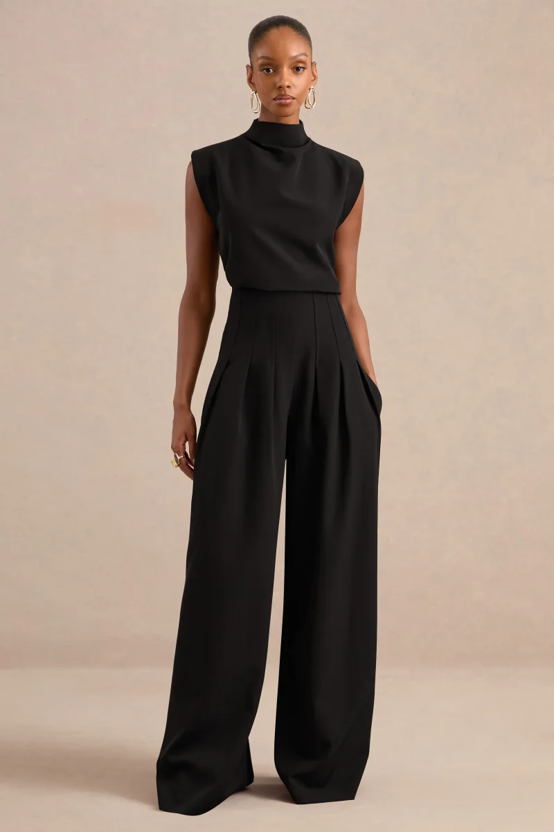 Lalia | Pantalones de pernera barril en negro - Imagen 6