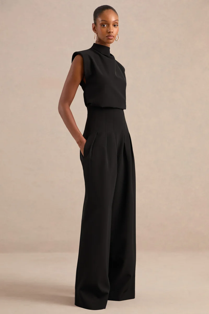 Lalia | Pantalones de pernera barril en negro - Imagen 7