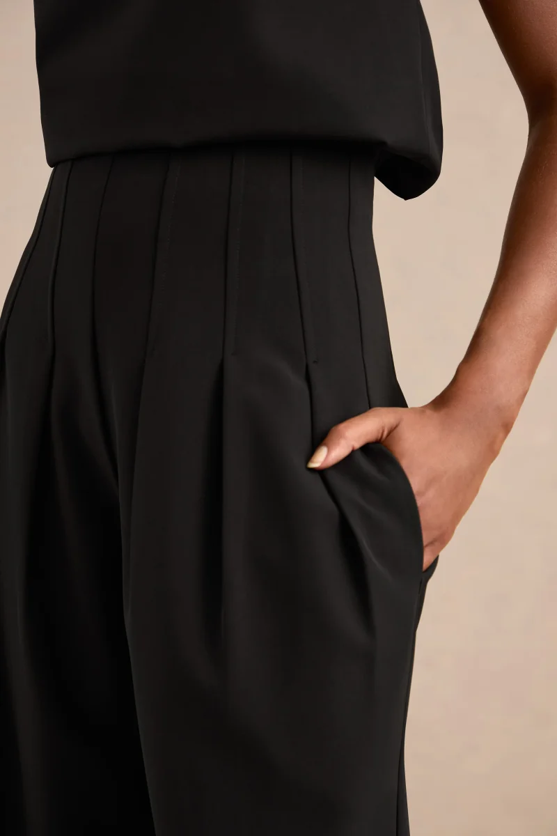 Lalia | Pantalones de pernera barril en negro - Imagen 4